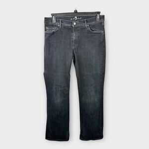 7 For All Mankind 7FAMK size 34 Relaxed Straight Leg Denim Jeans Black